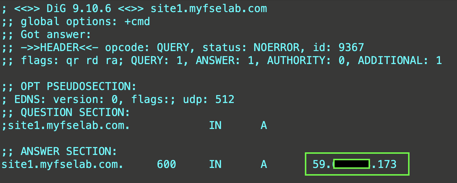 site1 New "A" Record